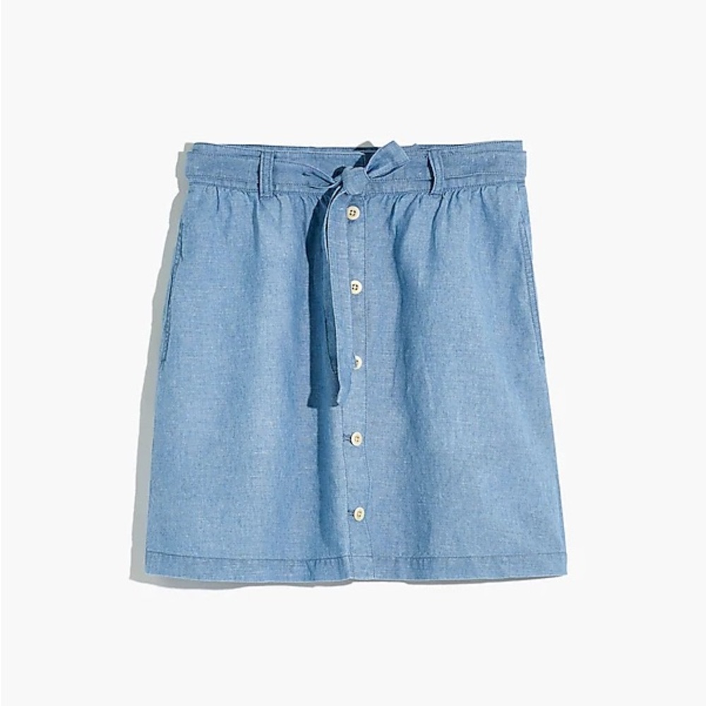 Madewell Denim Button Front Tie Mini Skirt - Picture 4 of 8